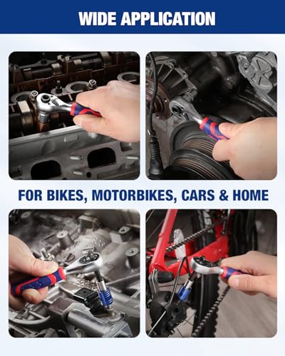 WORKPRO 42 PCS 1/4" Drive Mini Socket Ratchet Wrench Set | Dual Socket & Bit Head Ratchet, Metric Sockets 4-13mm, Quick-Release Bit Holder, Storage Case - style: Dual-Head Ratchet Accessory-Rich Set