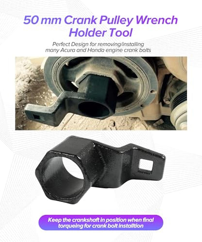 Crank Pulley Removal Tool,Car Accessories Deep Counter-Weighted Socket Tools,9mm Harmonic Balancer Socket,50mm Crankshaft Pulley Holder,Used for Cranks Bolt Removal and Installation