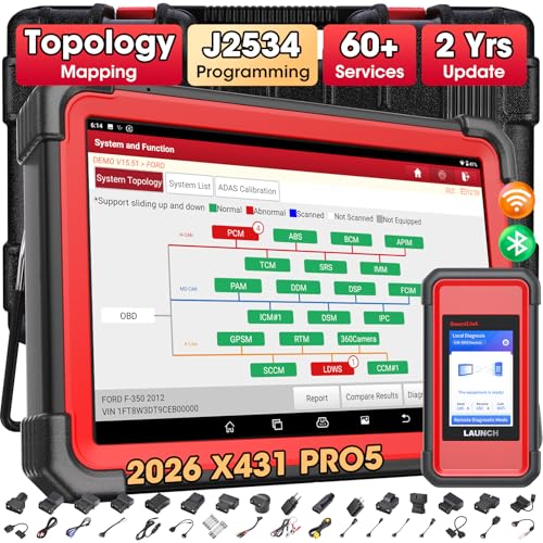 LAUNCH X431 PRO5 J2534 Protocol Bidirectional Scan Tool with SmartLink C V2.0, Car Diagnostic Scanner with Topology Mapping, 60+ Services, Intelligent Diagnostics, Guided Functions, 2-Year Free Update