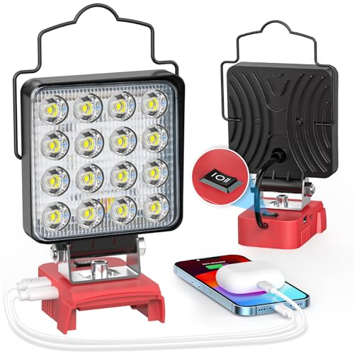 Ecarke LED Work Light Compatible with Milwaukee 18V Battery, 112W Cordless Work Lights 11200LM of Flashlight Battery Light with Low Voltage Protection & Type-C & USB-A Charger Port(Tool Only) - size: 112W