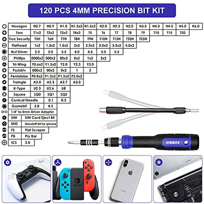 STREBITO Precision Screwdriver Set 191-Piece Multi-Bit Screwdriver 1/4 Inch Nut Driver Home Improvement Tool Electronic Repair Kit for Computer, iPhone, Laptop, PC, Cell Phone, PS4, Xbox, Nintendo - color: Blue