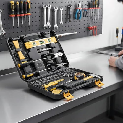 78-Piece Multi-Purpose Automotive and General Household DIY Hand Tool Set, Tool Box Kit with Portable Storage Case, for Home DIY, Office, Basic Repairs, Car repairs