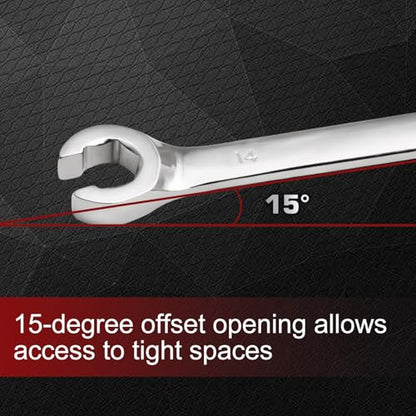 Flare Nut Wrench 13mm x 14mm Double Open End 45 Steel Metric Brake Line Wrenches 15-Degree Offset Design for Removing and Onstalling Nuts in Automotive, Plumbing, and Industrial Applications - size: 13*14mm