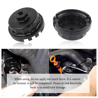 Salior 64mm Oil Filter Wrench,Aluminum Alloy Quickly Oil Filter Removal Tool Compatible with Lexus Toyota Tundra RAV4 Sienna 2.5L to 5.7L Engines Oil Filter Socket (Black)