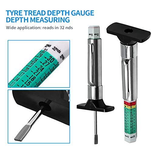 4-Pack Tire Tread Depth Gauge 32nds, Tire Depth Measuring Tool Color Coded Green