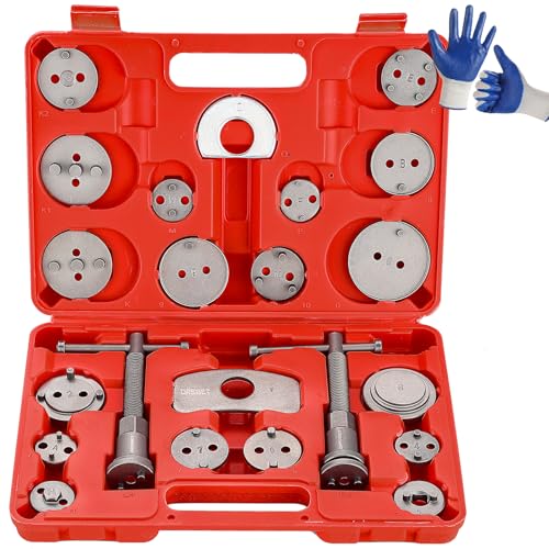 DASBET 24pcs Heavy Duty Disc Brake Caliper Tool Set | Disc Brake Caliper Compressor Wind Back Tool Brake Spreading Tools (Red, 24pcs) - color: Red, size: 24pcs