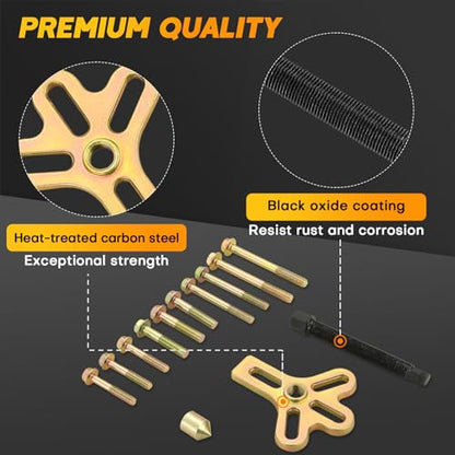 13PCS Harmonic Balancer Steering Wheel Puller Kit | Professional-grade Flywheel Puller, Crankshaft Pulley, Crankshaft Pulley Removal, Compatible with Various Engines
