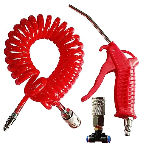Beduan Air Blow Gun Kit with 16ft Long Pneumatic Pu Hose, Heavy Duty Air Duster Gun for Air Compressor(Red) - size: 1/4"-16ft Tube(Red)