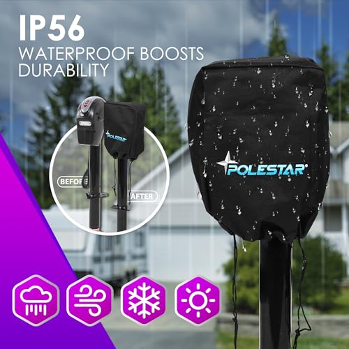 POLESTAR Electric Trailer Jack with Backlit Control Touch Panel, 5000lbs Electric Power A-Frame Tongue Jack with Waterproof Cover & LED Light for Travel Trailer Camper, RV, 12V DC 7-Way Plug - size: 5000lbs w/Control Touch Panel&7-way connector