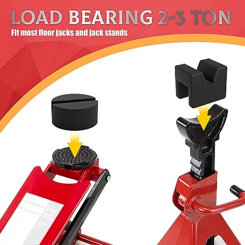 Seven Sparta 4 Pcs Jack Pads for Jack Stand/Floor Jack (Cube Round, 4) | Round and V Shape Fit Most Jacks Stands & Floor Jacks, Heavy Duty Rubber,Anti-slip Surface,Protect Pinch Welds&Frame Rails - style: cube round