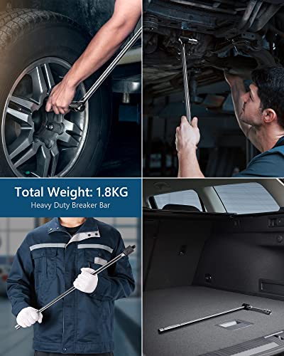 MAXPOWER 1/2-Inch Drive 24" Breaker Bar with 125mm Extension Bar, and 3- piece Sockets Including 17 mm, 19 mm, and 21 mm - style: 24" Flexible drive