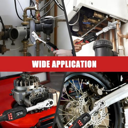 VANPO Adjustable Digital Torque Wrench, 2.2-44.3 Ft.lb/3-60Nm, ±2% Accuracy | Electronic Torque Wrench with 42mm Jaw and 3/8" Drive Ratchet, Buzzer, Vibration and LED Indicator for HVAC and Motorcycle - size: 2.2-44.3 Ft.lb/3-60 Nm(9×12mm)