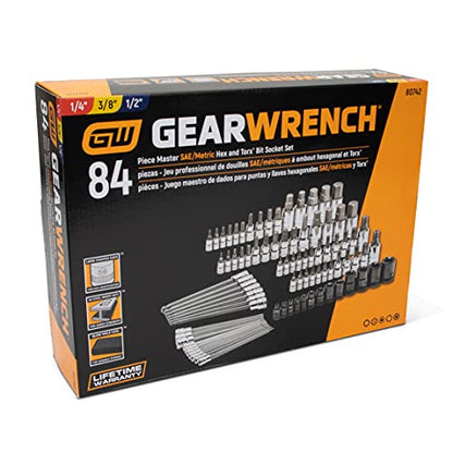 GEARWRENCH 84 Pc. Master SAE/Metric Hex And Torx Bit Socket Set - 80742 - size: 84 Piece Set
