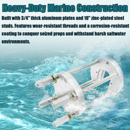 K813 Upgraded Heavy-Duty Prop Puller for 3 & 4 Blades, Boat Propeller Removal Tool, Marine Prop Puller Kit, Fits 1-1/2" to 2" Prop Shafts & Hubs Up to 4-1/8", Removes Mid & Large Propellers