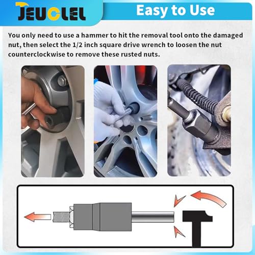 5PCS Twist Lug Nut Socket Set, 1/2" Drive Bolt Nut Extractor Tool | T10, T15, T20, T25, T27, T30, T40, Damaged, Stripped, Fastener, Remover, Rusted, Screw Remover, Impact Drive Bit, Head Drill - color: 5pcs Lug Nut Extractor 1/2 Inch Drive