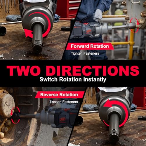 Ingersoll Rand W9691-K4E Cordless 1" High-Torque Impact Wrench Kit with 2" Extended Anvil, Includes 4 BL2022 5.0Ah Batteries and Dual-Bay Charger - size: Extended Anvil, style: 4 Battery Kit