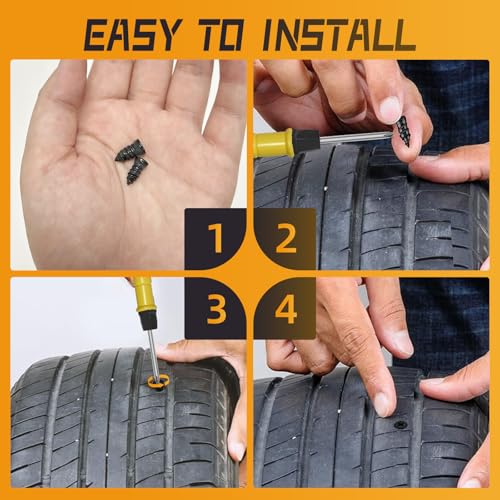 60pcs Tire Plugs Kit, Tire Repair Rubber Nails, Self-Service Vacuum Tyre Screws (30S+30L) Fast Repair Quick Puncture Tools with a Box, Double-ended Screwdriver, for Car Motorcycle Truck Tractor ATV - size: 60PCS