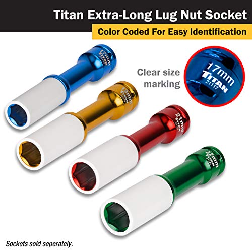 Titan 21117 1/2-Inch Drive x 17mm Non-marring Impact Extra-Long Lug Nut Socket - size: XL 17mm
