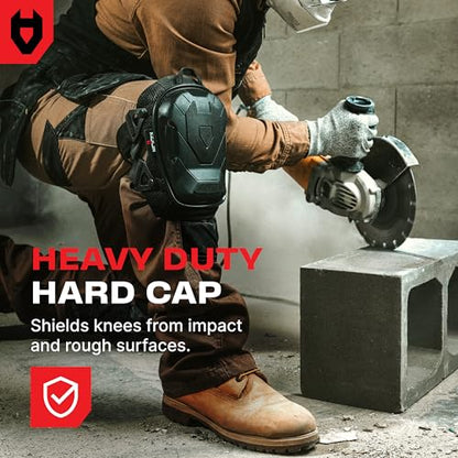 NoCry Professional Construction Knee Pads for Men and Women with Non-Slip Heavy Duty Cap and Ankle Support — Thick Foam and Gel Cushioning — Reinforced, Adjustable Straps and Military Grade Rivets - style: Improved