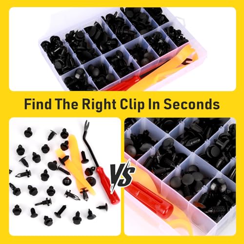 260PCS Car Bumper Retainer Clips Kit - Auto Plastic Rivets & Push Fasteners Set, Most Popular Sizes for Door Trim, Panel, Fender - Compatible with GM, Ford, Toyota, Honda, Chrysler - size: 260pcs+5tool