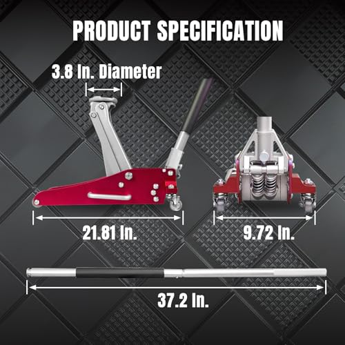 Big RED 1.5 Ton Floor Jack,Aluminum and Steel Hydraulic Low Profile Car Jack with Dual Piston Quick Lift Pump,Lightweight Racing Floor Jack for Vehicle,3,000 lb Capacity,Red,TAM815016LR - size: 1.5 Ton RED, style: Aluminum and Steel