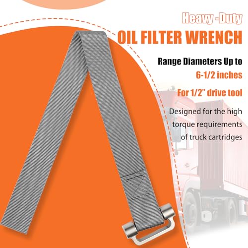 Heavy-Duty Oil Filter Strap Wrench – 30.7" Nylon Strap Tool for Filters up to 6-1/2", Flexible Removal Tool for Tight Engine Spaces