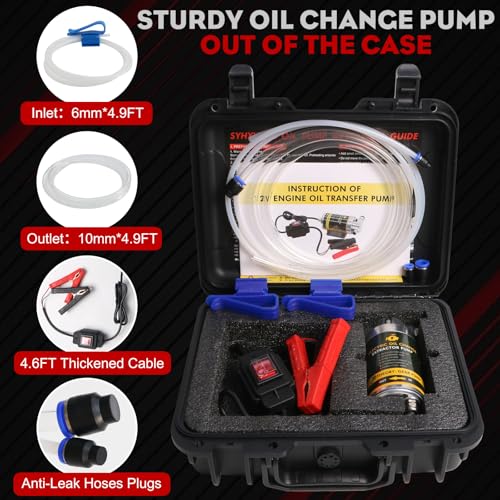 12/24V 100W Electric Oil Change Extractor Pump, Oil Transfer Pump for Boats, Cars, RVs, Trucks, Lawnmowers (Black-A) - color: Black-A
