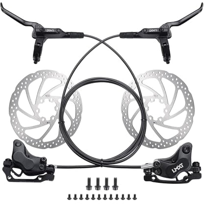 TOBWOLF MTB Hydraulic Disc Brake Set, Four-Piston Bike Brake Upgrade Kit | 160mm Rotors & Ceramic Pads | Left Front 85cm and Right Rear 145cm Hoses | Brake Conversion Kit for MTB & E-Bike - color: Upgrade Hydraulic Disc Brake Set - Four Piston