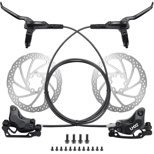 TOBWOLF MTB Hydraulic Disc Brake Set, Four-Piston Bike Brake Upgrade Kit | 160mm Rotors & Ceramic Pads | Left Front 85cm and Right Rear 145cm Hoses | Brake Conversion Kit for MTB & E-Bike - color: Upgrade Hydraulic Disc Brake Set - Four Piston