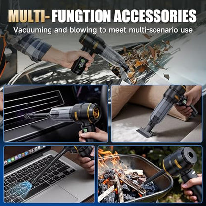 Car Vacuum Portable Cordless, 17000PA Cordless Handheld Car Vacuum Rechargeable, Brushless Motor with Digital Display, Mini Small Vacuums Cleaner for Office Desk Home Kitchen Car Pet Hair, Travel