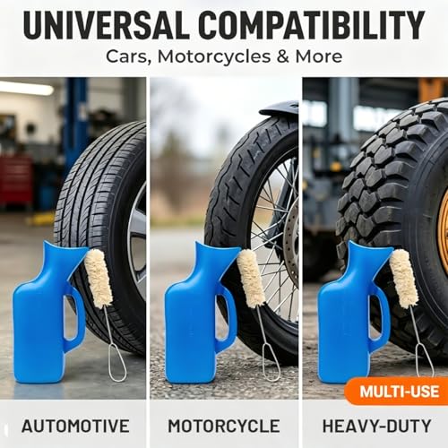 Angled Tire Lube Bucket Kit, with 0.26 Gallon and 6 Lube Swabs 11.8"Length,2 gloves,1 Tread Depth Gauge for Coats Center Post Changers,Durable & Efficient Tire Mounting Lubricant Container