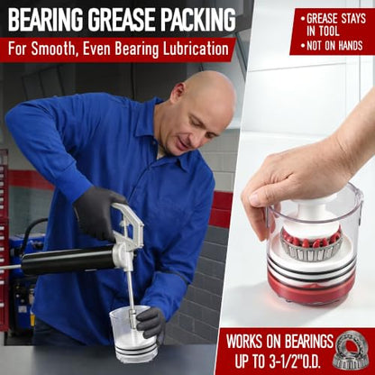 Seal Puller Tool & Bearing Packer Kit, Heavy Duty Wheel Bearing Grease Packer and Universal Gasket Remover Tool Set for Wheel Hub Lubricant Filling and Gasket Removal Automotive Repair(Heavy Duty) - style: Heavy Duty