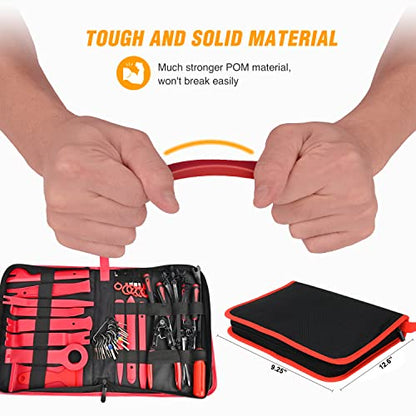 GOOACC 238Pcs Trim Removal Tool, Auto Push Pin Bumper Retainer Clip Set Fastener Terminal Remover Tool Adhesive Cable Clips Pry Kit Car Panel Radio Removal Auto Clip Pliers - color: 120Pcs Clips + 118 Remover Red