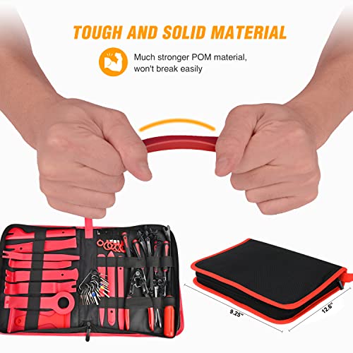 GOOACC 238Pcs Auto Trim Removal Tool and Push Pin Retainer Clip Set | Fastener Terminal Remover Tool Adhesive Cable Clips Panel Remover Kit Car Panel Radio Removal Auto Clip Pliers - color: 120Pcs Clips + 118 Remover Red