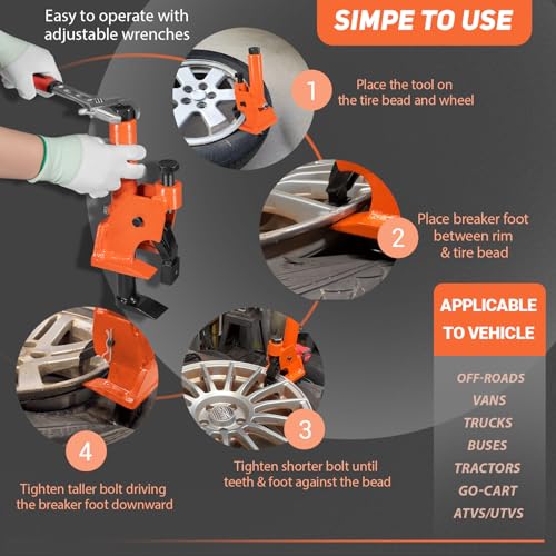 Manual Tire Bead Breaker Tool, Heavy-Duty Rim-Safe Bead Breaker for 38–42 Inch Tires, Portable Tire Removal Tool for Farm, Bus & Off-Road Vehicles