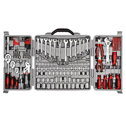 CARTMAN 205-Piece Ratchet Wrench Tool Set, SAE/Metric Socket Kit Carry Case | Professional ratchet wrench and socket assortment for car jobs, mechanics, DIY projects, home fixes, and general maintenance. - style: 205 PC