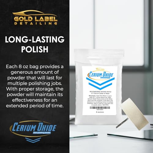 Optical Grade Cerium Oxide 8oz Glass Repair Powder | Glass Window and Windshield Repair | Optical Grade, for use with Camera, Scope, Binocular Lens (8oz with 3" Felt Bob Wheel) - style: 8oz With 3" Felt Bob Wheel
