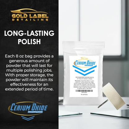 Optical Grade Cerium Oxide 8oz Glass Repair Powder | Glass Window and Windshield Repair | Optical Grade, for use with Camera, Scope, Binocular Lens (8oz with 3" Felt Bob Wheel) - style: 8oz With 3" Felt Bob Wheel