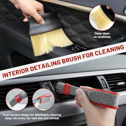 10Pcs Interior Detailing Brush Set | Car Vent & Dashboard Cleaner Kit, Microfiber Towel, Storage Bag - size: 10PCS