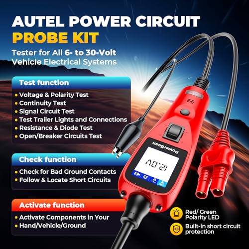 Autel Circuit Tester PowerScan 2026, Automotive Power Circuit Probe Tool, 12-24V Electrical Short Open Circuit Breaker Finder, AC/DC Trailer Relay Tester, 20FT Extension Cable, for 99% Cars