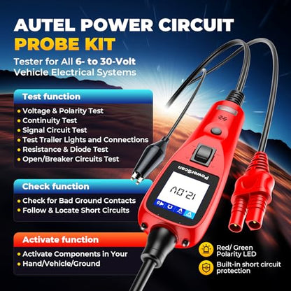 Autel Circuit Tester PowerScan 2026, Automotive Power Circuit Probe Tool, 12-24V Electrical Short Open Circuit Breaker Finder, AC/DC Trailer Relay Tester, 20FT Extension Cable, for 99% Cars