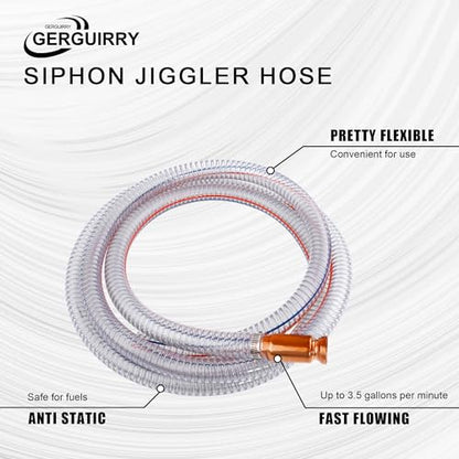 2PCS 8.2FT 5/8" Heavy Duty Gas Siphon Hose, Self-Priming Fuel Transfer Pump | Jiggler Siphon with Brass Valve & Metal Clamp, Transfer Hose for Gasoline, Fish Tank Water Changes, Boats, ATVs & Tractors - size: 5/8"ID x 2Pcs