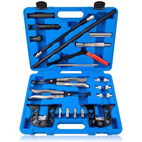 Valve Spring Compressor Tools, Steel OHV/OHC with 6 Adapters | No Cylinder Head Removal, Universal for Cars & Motorcycles, Durable Steel Build, Includes 5/6/7/8/10/11.5mm Adapters