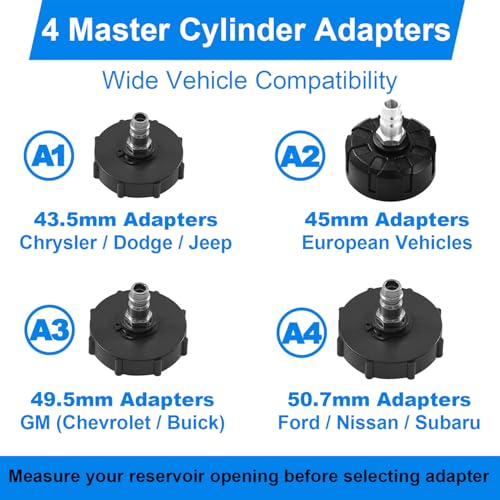 3L Brake Bleeder Kit, Manual Pressure Brake Fluid Bleeder with 1L Waste Bottle, 4 Master Cylinder Adapters, One-Person Brake & Clutch Pressure Bleeder Kit for Cars, SUVs & Light Trucks