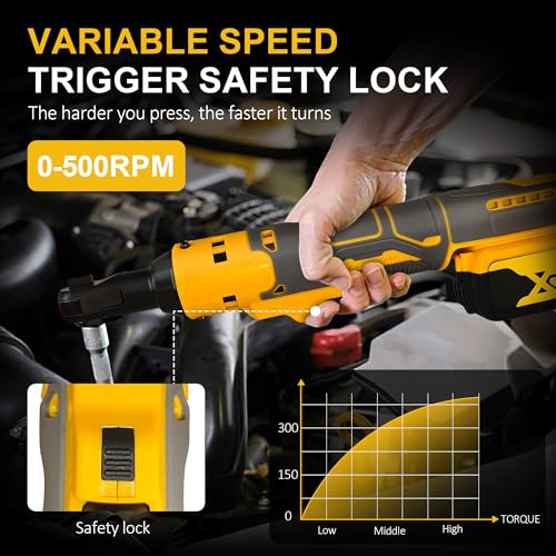 Cordless Ratchet Wrench for Dewalt 20V Battery, 3/8" Electric Ratchet Set 45 Ft-lbs (60 N.m), Variable Speed control, 580RPM Power, 8 Sockets (9/10/11/12/13/14/15/17mm) - No Battery