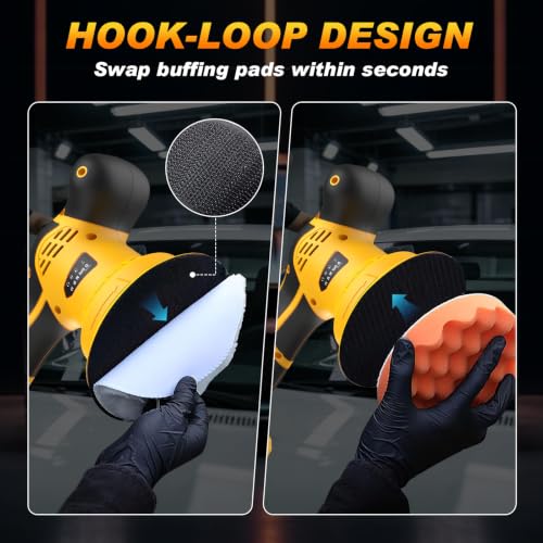 Cordless Car Buffer Polisher kit, 9 Speed Orbital Polisher, 6 Inch Compatible with DEWALT 20V Battery(No Battery),1800-7200RPM, for Car Boat Waxing/Scratch