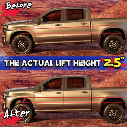 KSP 2.5" Leveling Kits for Ram 1500 2009-2026, 2pcs Front Lift Spacer Raise 2.5in Height for the Truck Chassis Frame, 2.5 Inch Aluminum CNC Strut Spacers fit Dodge Dakota 2005-2011, Raider 2006-2009 - size: 2.5"F, style: Front