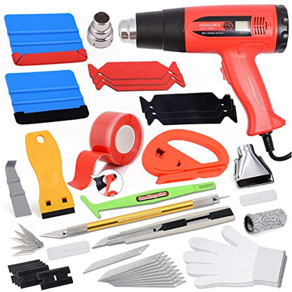 Car Wrap Kit Heat Gun for Vinyl Wrap Application Window Tint Install | Vehicle Wrapping Tools, Vinyl Wrap Tool Kit, Wrap Squeegee, Spare Felt, Micro Squeegee, Film Cutter, Vinyl Scraper, Gloves