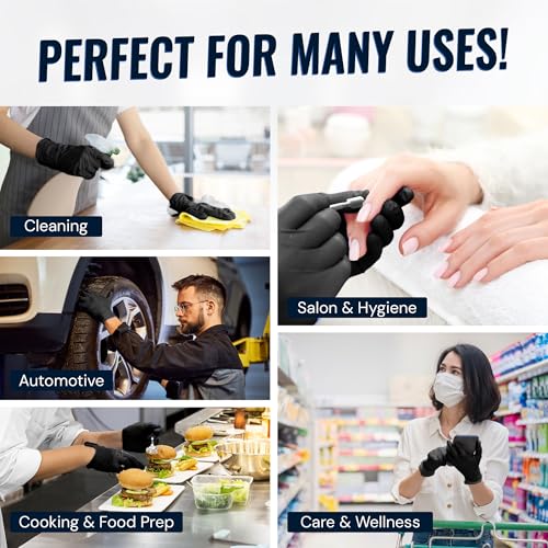 Reli. Black Nitrile Gloves, Large (250 Pack) | Heavy Duty Disposable Gloves | Powder Free, Latex Free, Food Safe | Single-Use | Premium Nitrile Rubber Material for Mechanic, Cleaning, Cooking