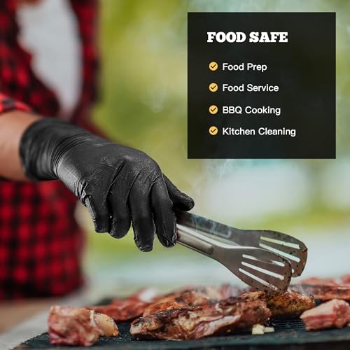 TitanFlex Heavy Duty Black Nitrile Gloves, 6 Mil, Fully Textured, Mechanic Disposable Gloves, Latex Free, Powder Free - color: 03 Black (L, 100ct), size: Large